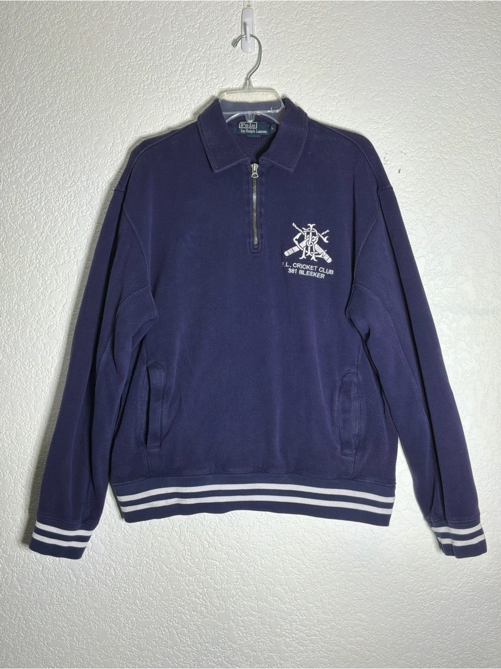Polo Ralph Lauren 1/4 Zip Cricket Club 381 Bleeker Jacket with Pockets Size L